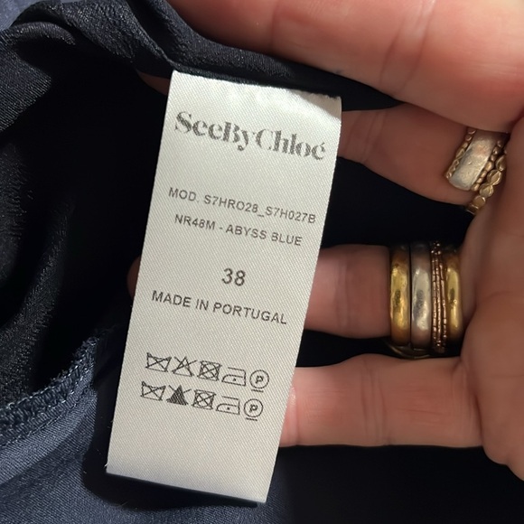 See by Chloe Navy Eyelash Fringe Dress Size 38Small - Picture 8 of 9